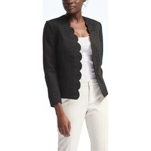 NWT Banana Republic Black Scalloped Laser Cut Women's Blazer Size 14